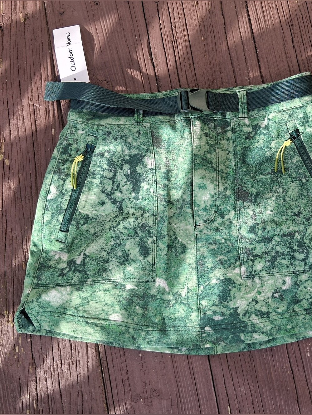 Outdoor Voices Green Marble Active Skort with Belt